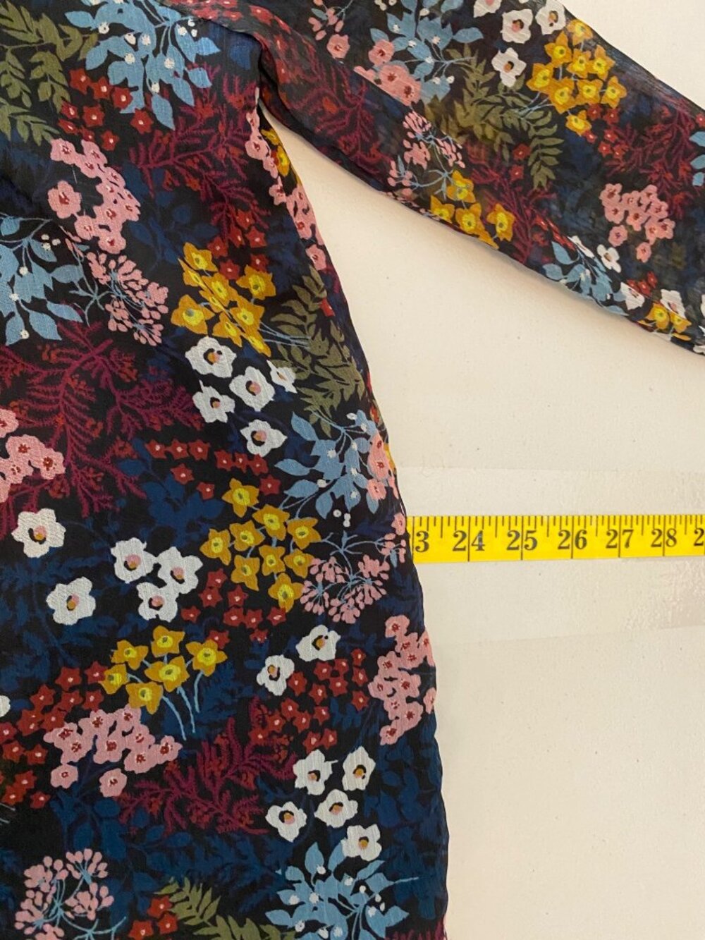 Loft Floral Print Long-Sleeve Tiered Short Dress Medium - Picture 8 of 9